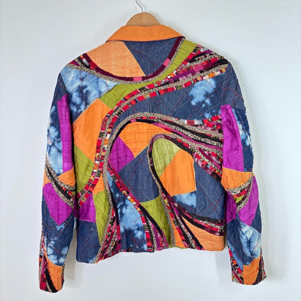Fluere Boho Patchwork Quilted Jacket Medium Y2k F… - image 2